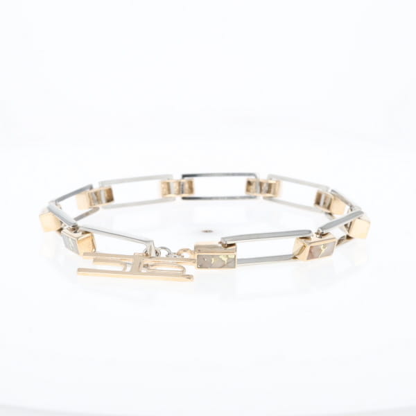 Gold Quartz Bracelet Rectangle Link Inlaid with Toggle Clasp G2
