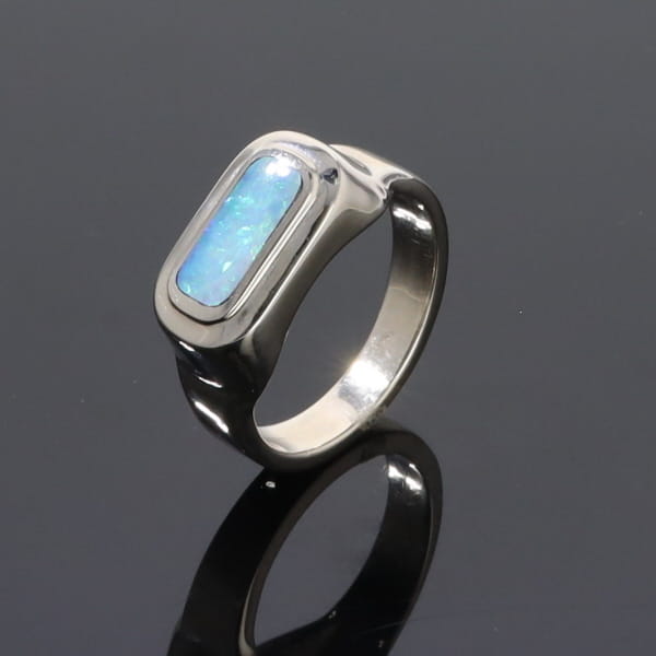 Opal Rings Rectangle Inlaid Design Lady's Ring