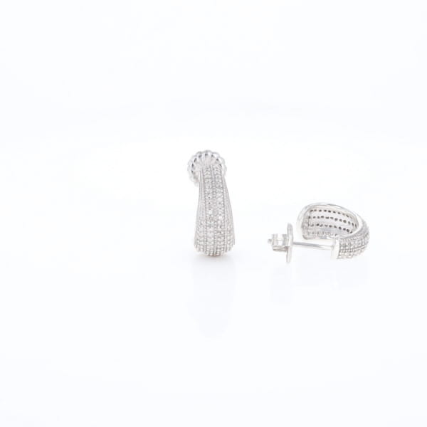 Diamond Half Hoop Stud Earrings