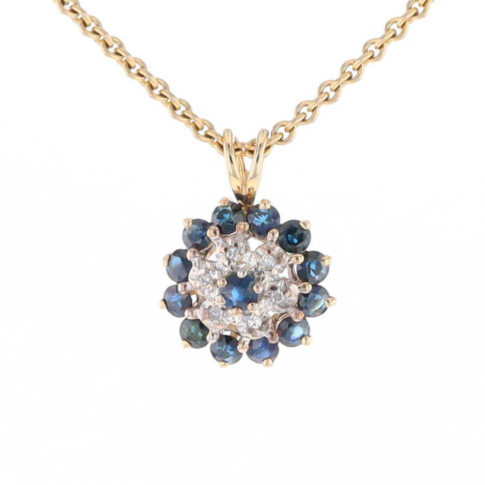 Round Diamond & Sapphire Cluster Pendant