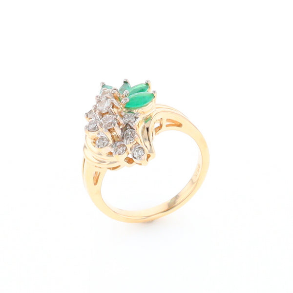 Emerald and Diamond Cluster Ring