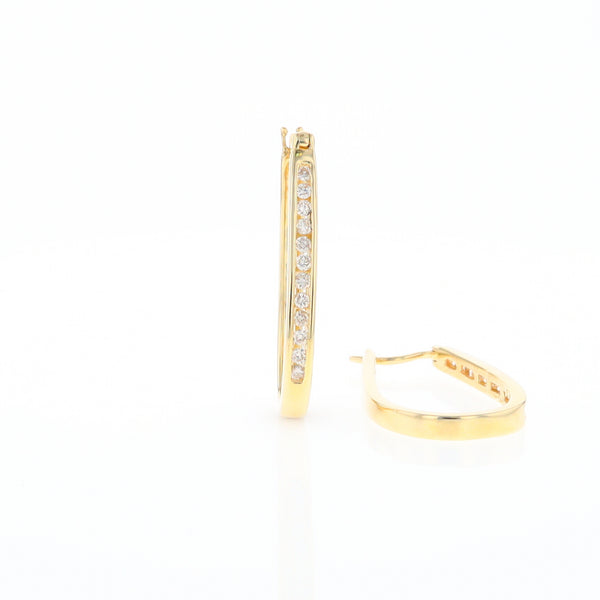 U-Shaped Channel Set Diamond Hoop Earrings