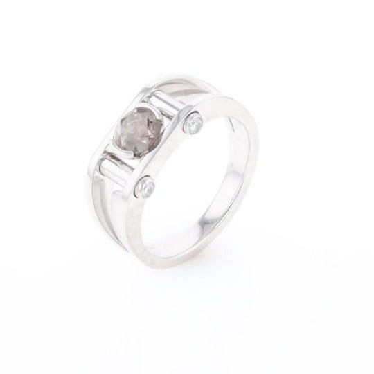 Men's Contemporary White Gold Industrial Brown Diamond Ring