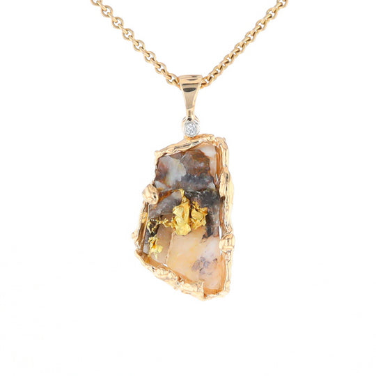 Gold Quartz Freeform Pendant - G3