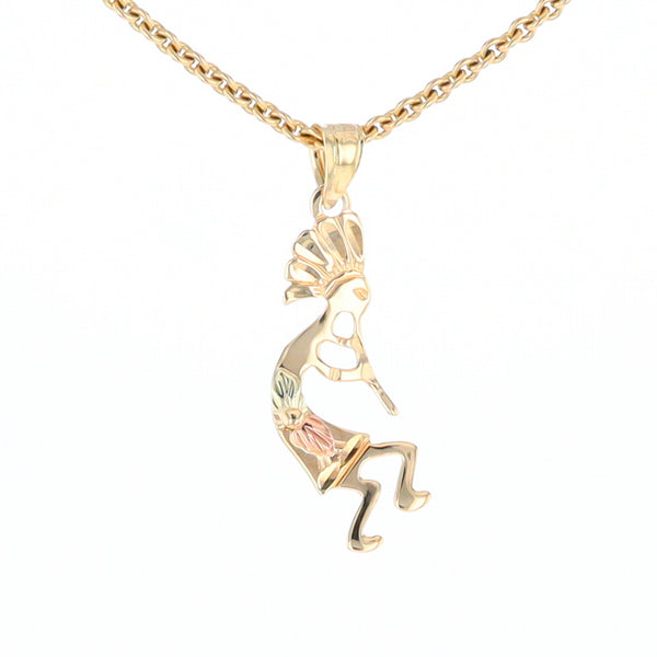 Black Hills Gold Yellow & Rose Gold Kokopelli Pendant