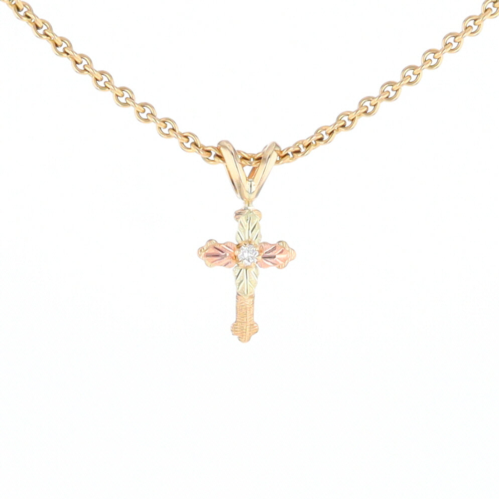 Black Hills Gold Diamond Cross Pendant