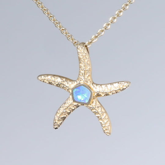 Opal Pendant Inlaid Realistic Star Fish Sea Life Design
