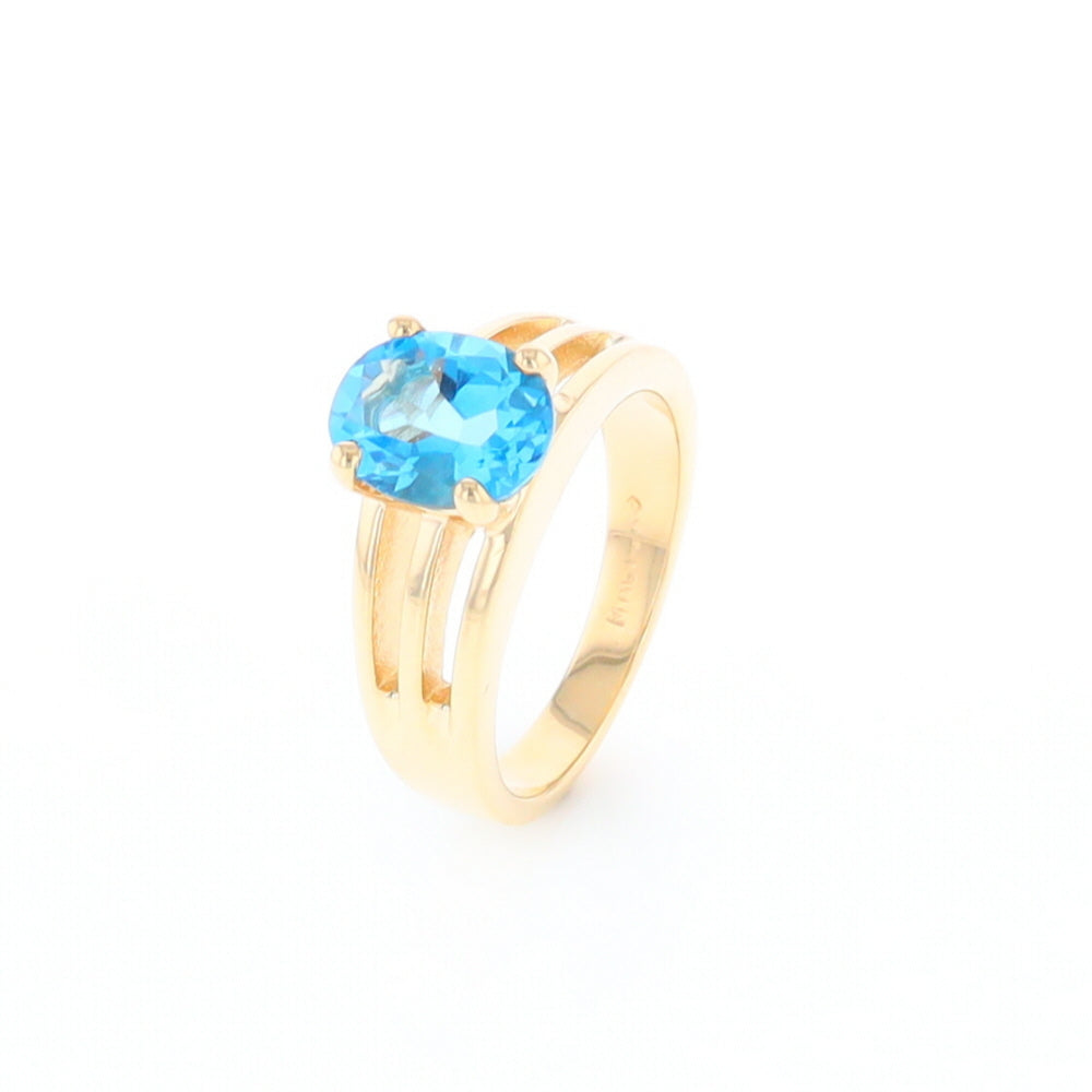 Split Shank Oval Blue Topaz Ring