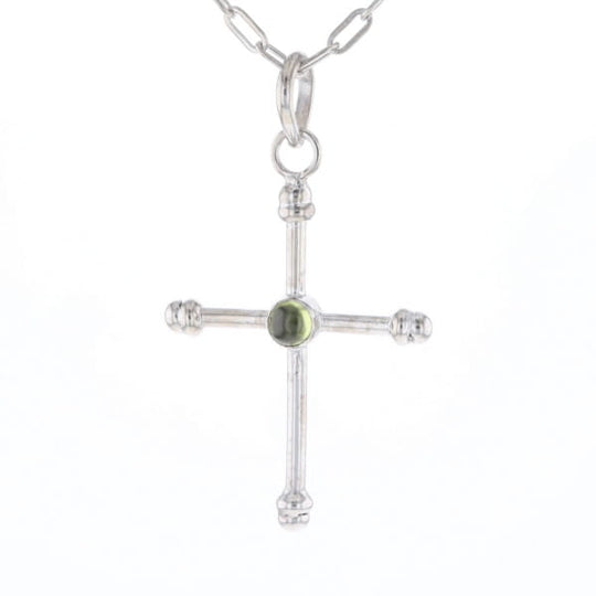Silver Peridot Cross