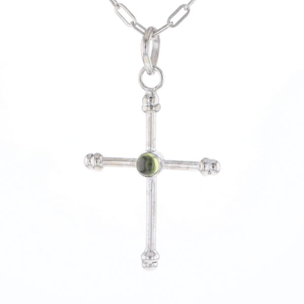 Silver Peridot Cross