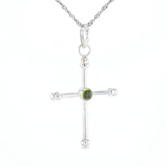 Silver Peridot Cross