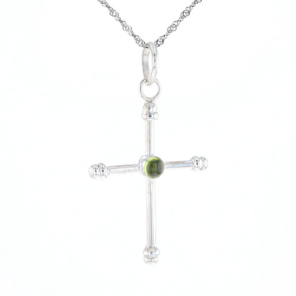 Silver Peridot Cross