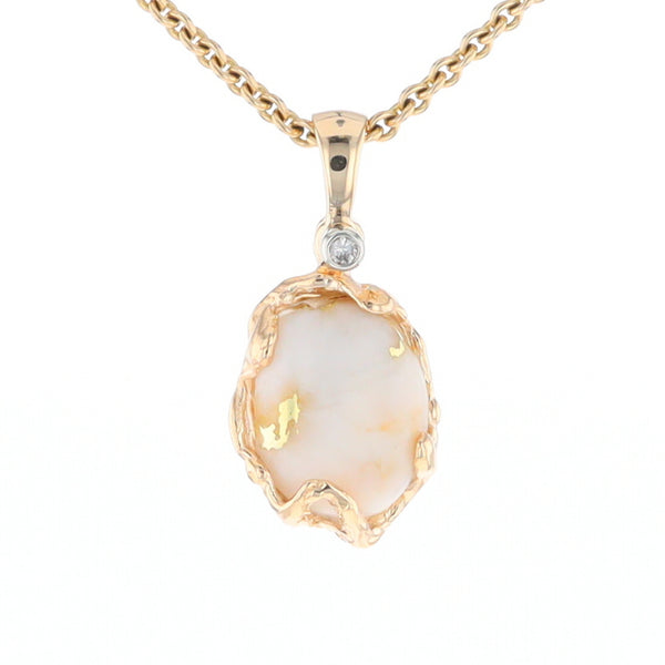 Gold Quartz Free Form Pendant