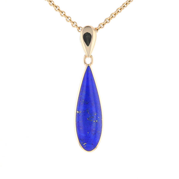 Lapis Tear Drop Inlaid Design Pendant