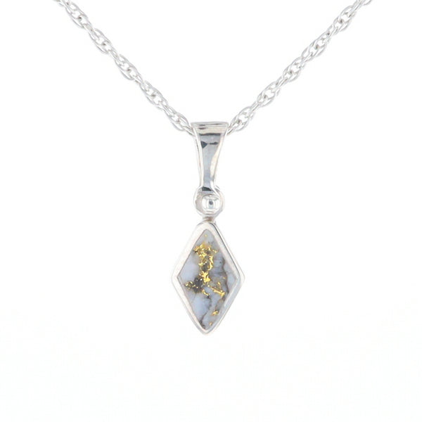 Sterling Silver Gold Quartz Inlaid Diamond Pendant - G3