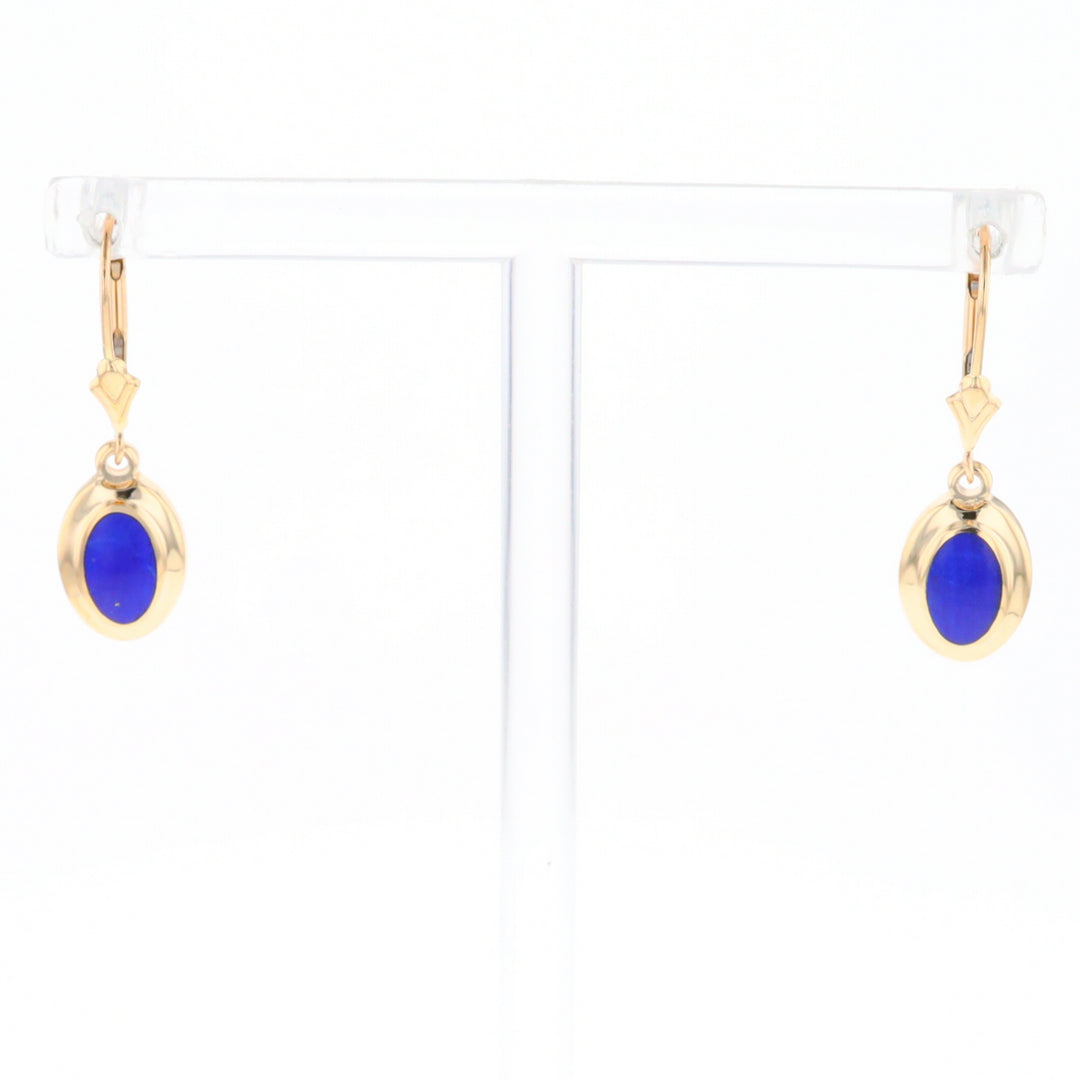 Oval Lapis Inlaid Earrings