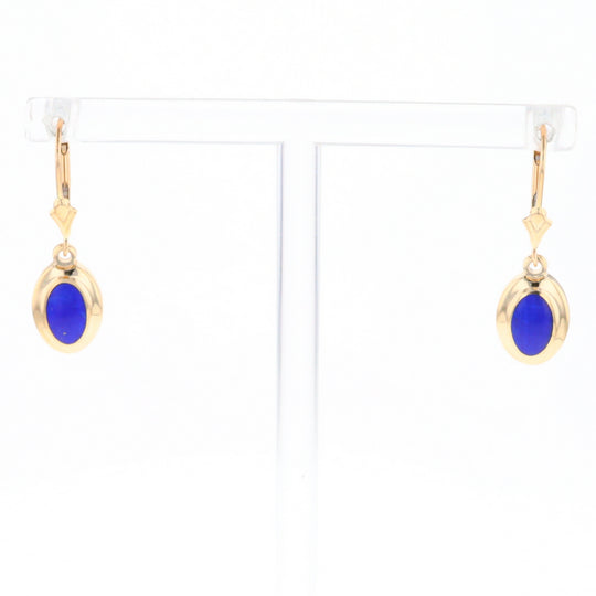 Oval Lapis Inlaid Earrings