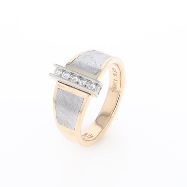 Meteorite Ring Double Sided Inlaid Design with .23ctw Diamonds