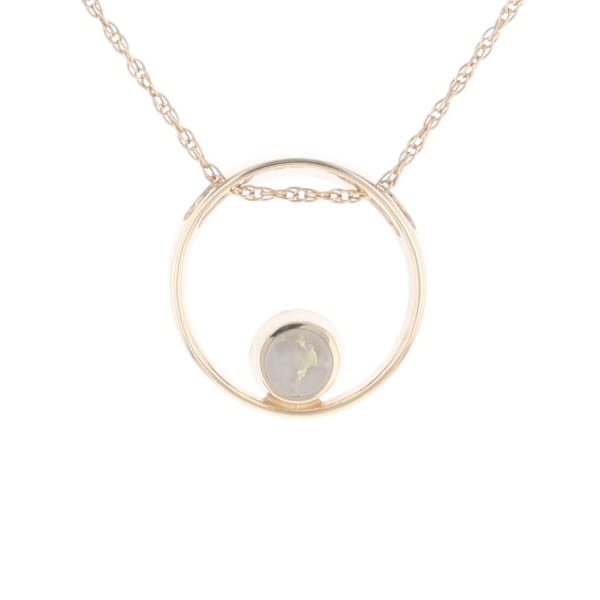 Gold Quartz Pendant Open Circle Design Round Inlay Pendant