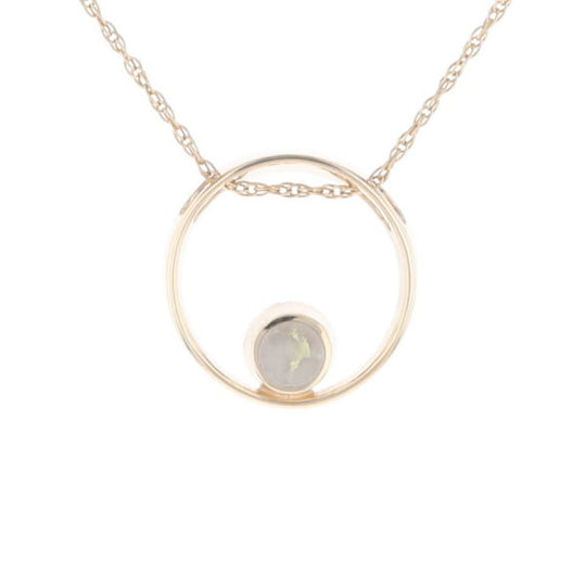 Gold Quartz Pendant Open Circle Design Round Inlay Pendant