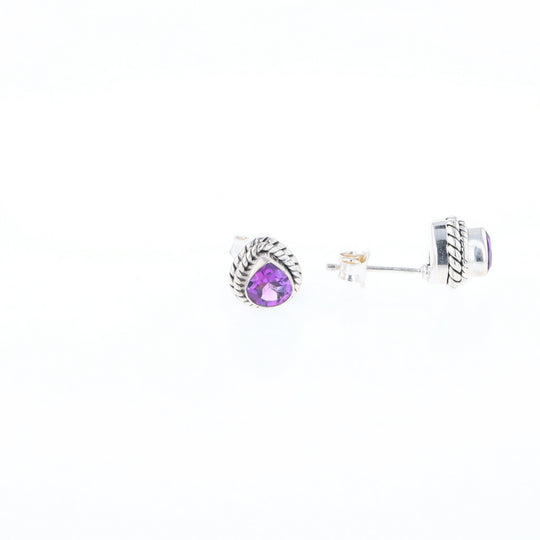 Native Amethyst Pear Stud Earrings