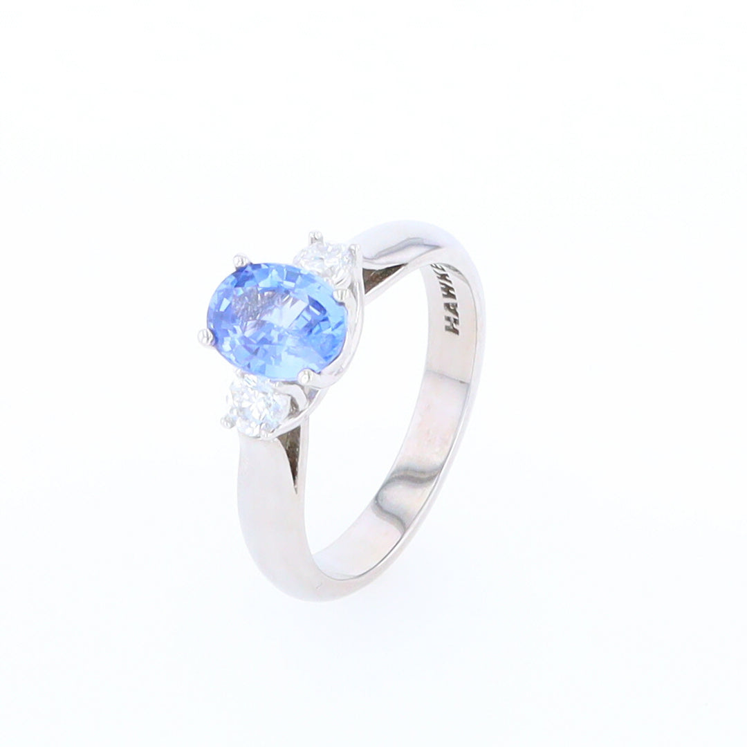 Ceylon Sapphire Three-Stone Trellis Ring