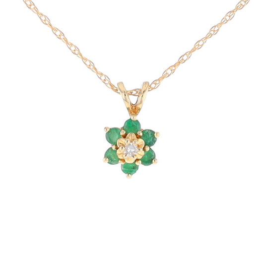 Small Emerald Flower Pendant