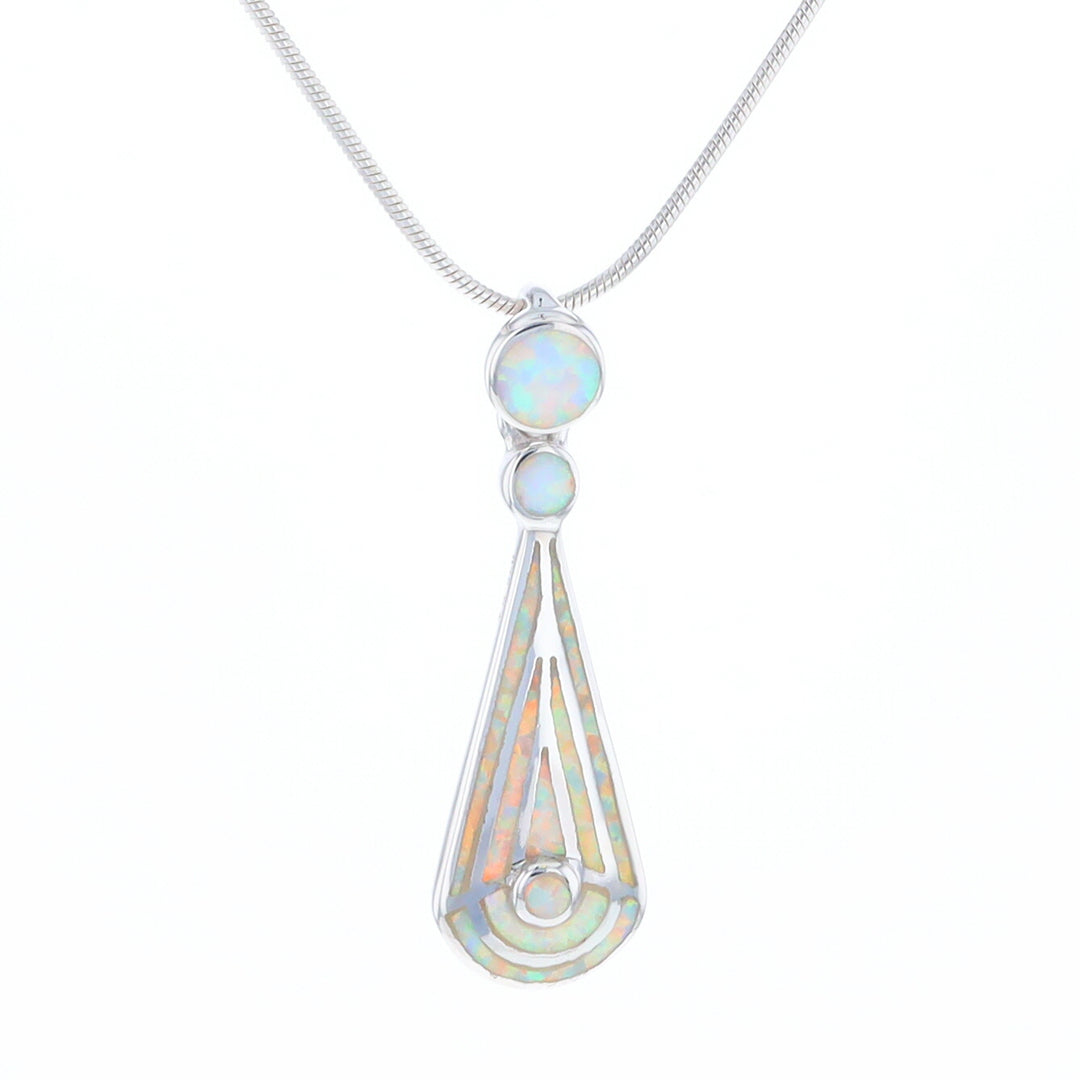 Teardrop Simulated Opal Inlay Necklace