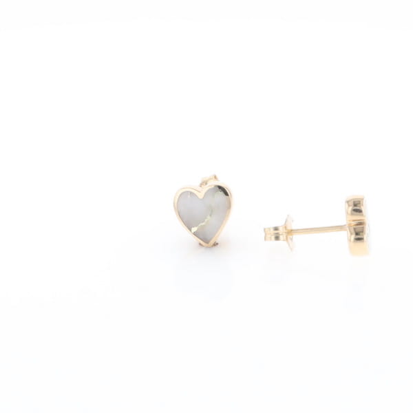 Gold Quartz Heart Stud Earrings - G2