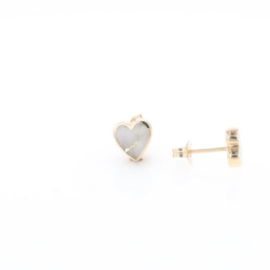 Gold Quartz Heart Stud Earrings - G2
