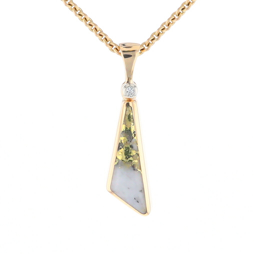 Triangular Gold Quartz Pendant - G2