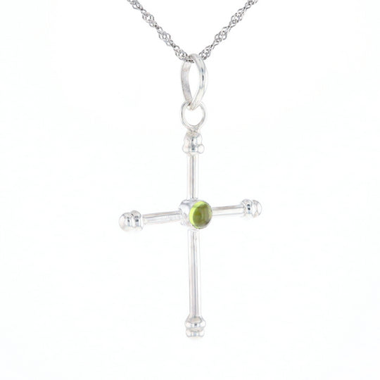 Silver Peridot Cross