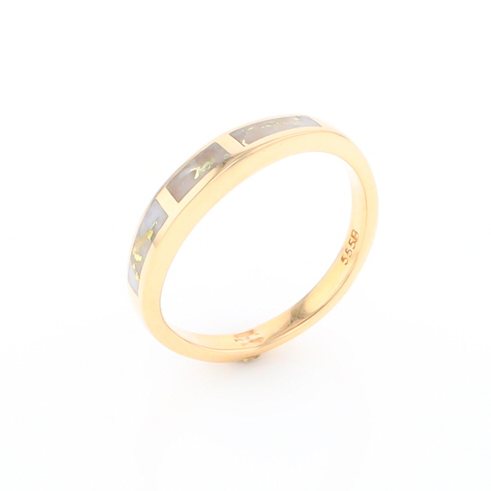 3 Section Gold Quartz Ring Lady’s Anniversary Band G2