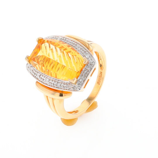 Fancy Cut Citrine Diamond Halo Ring