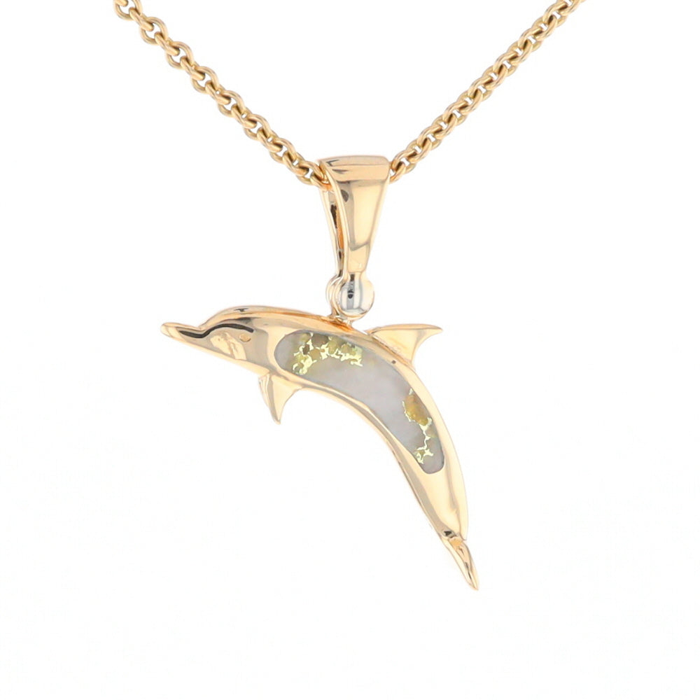 Gold Quartz Dolphin Pendant - G2