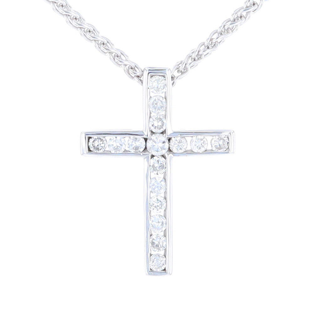 Channel Set Diamond Cross Pendant