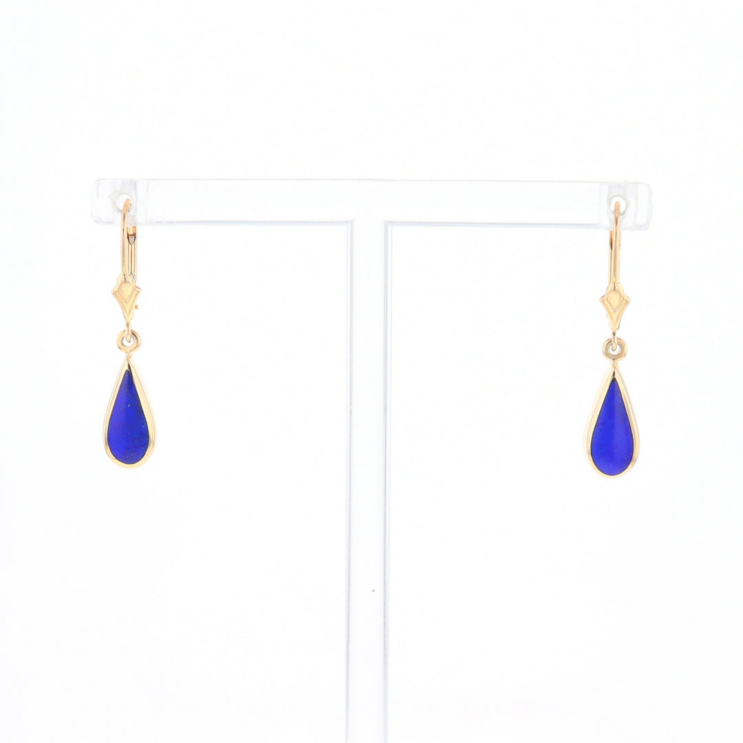 Lapis Tear Drop Inlaid Lever Backs