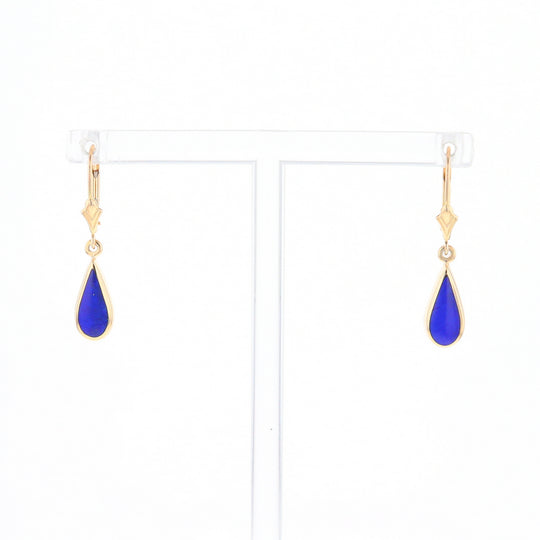 Lapis Tear Drop Inlaid Lever Backs