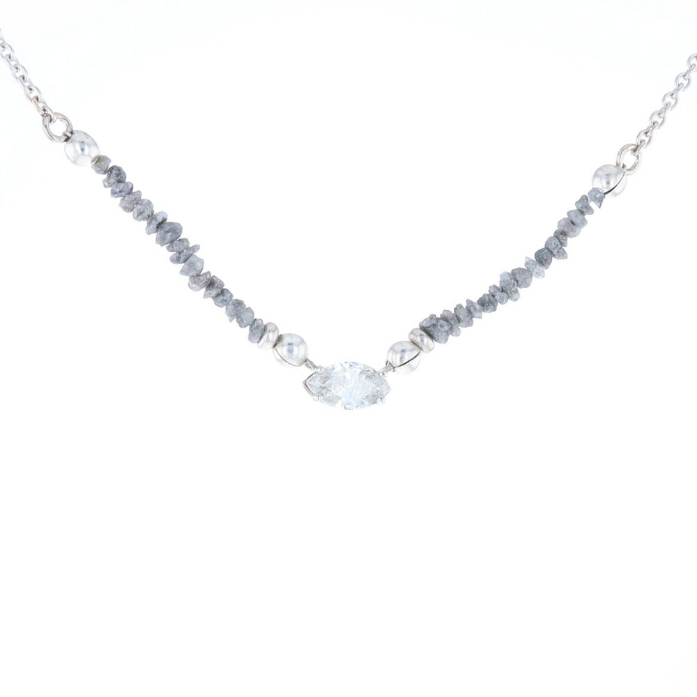 Marquise Diamond Necklace with Rough Diamond Beads