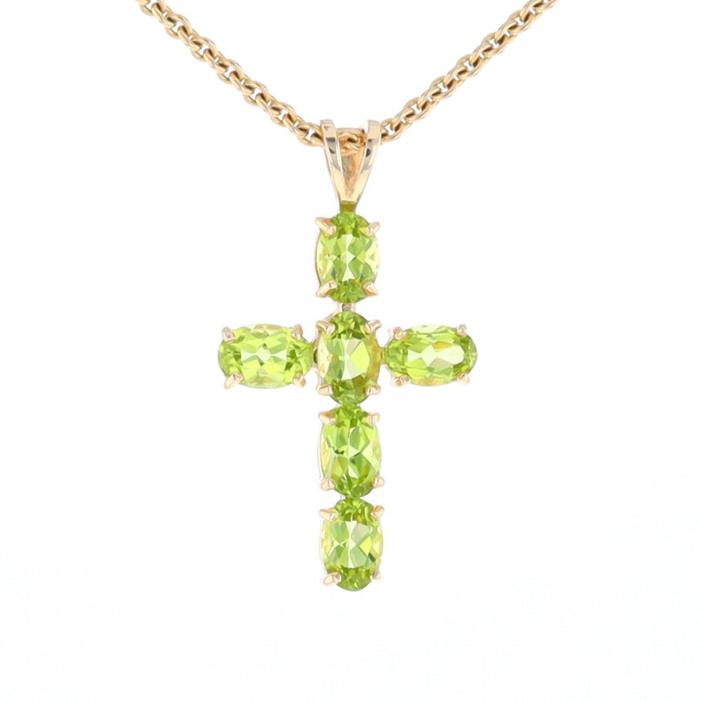 Oval Peridot Cross Pendant