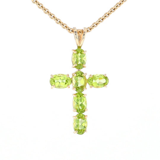 Oval Peridot Cross Pendant
