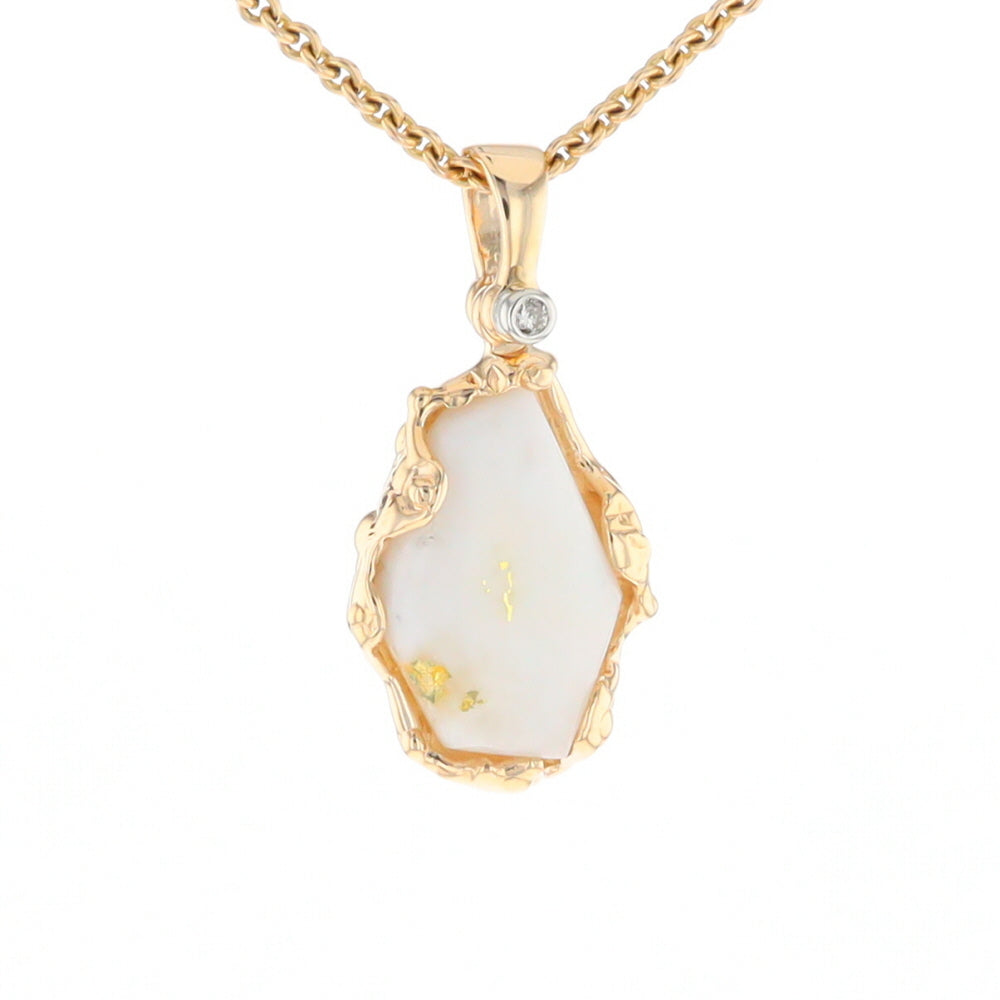 Gold Quartz Freeform Pendant