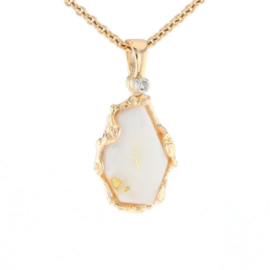 Gold Quartz Freeform Pendant