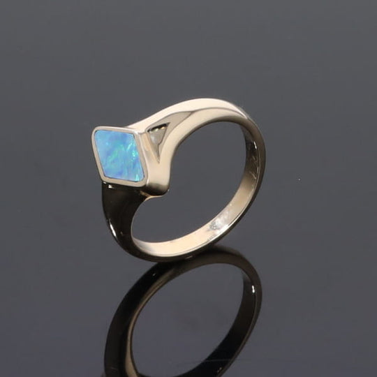 Opal Rings Diamond Shape Inlaid Design