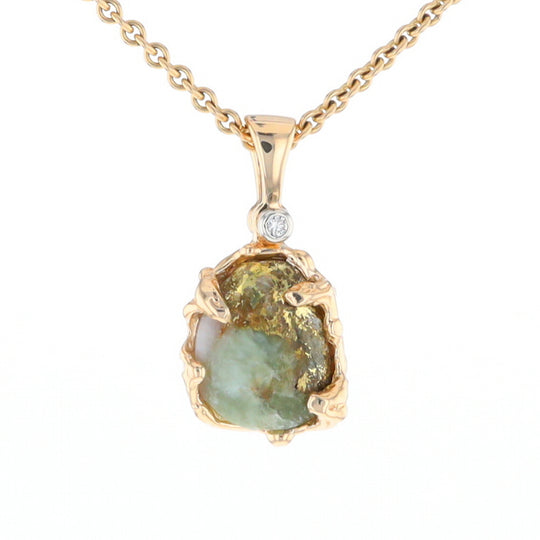 Serpentine & Gold Quartz Freeform Pendant