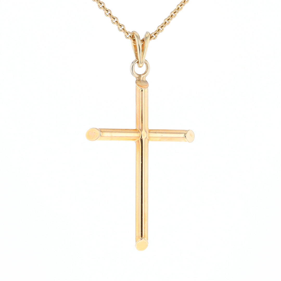 Beveled Edge Tube Cross Pendant