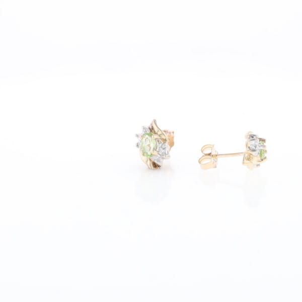 Bypass Peridot and Diamond Stud Earrings