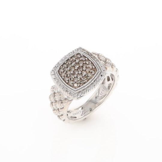 Champaign Diamond Square Braided Cluster Band