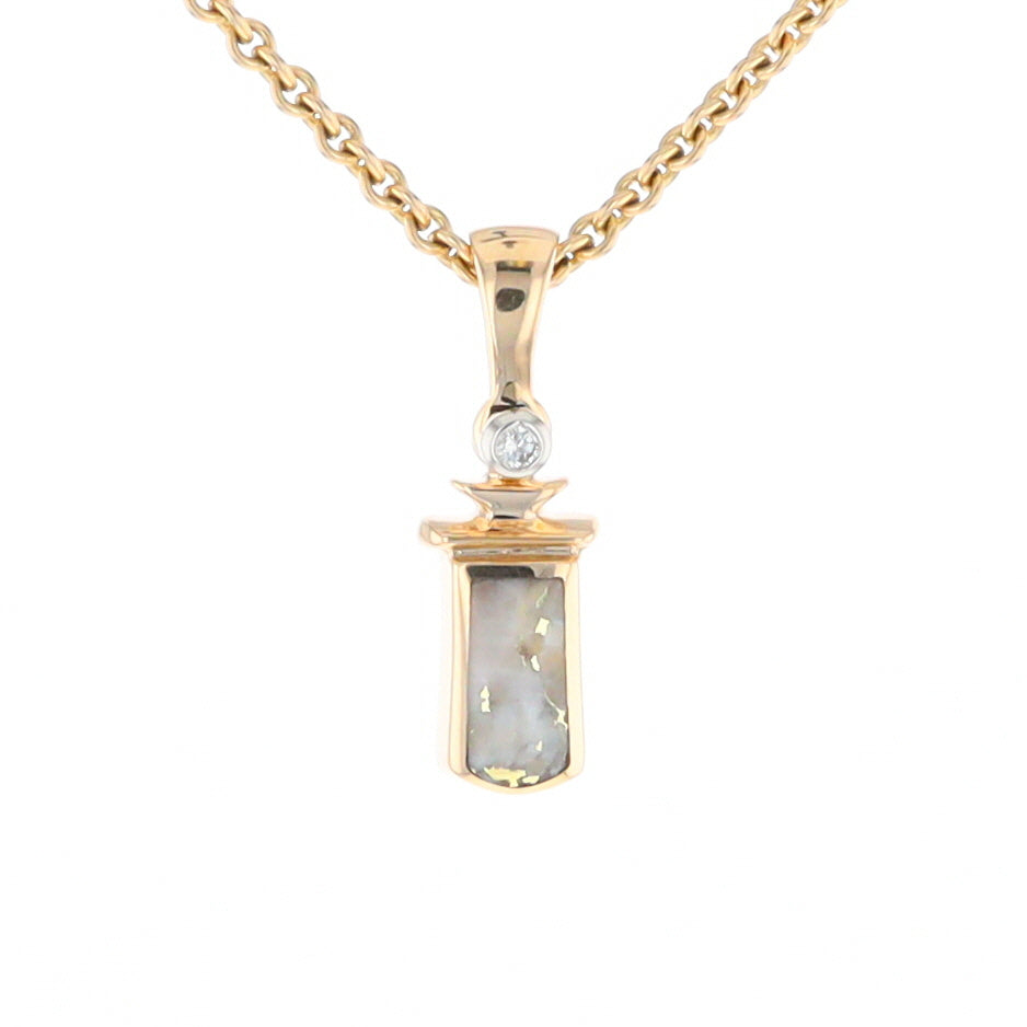 Gold Quartz Banner Shaped Pendant