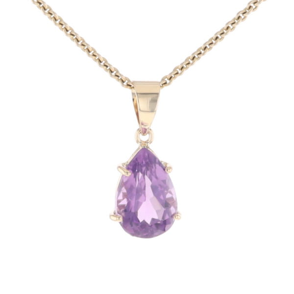Pear Solitaire Amethyst Pendant